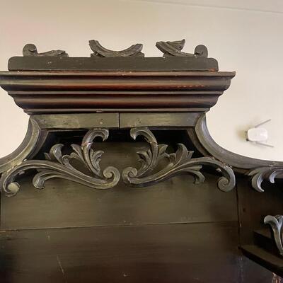 1 unbranded Antique Wood China Cabinet / Buffet, 1800's Some minor damage as shown in photos 