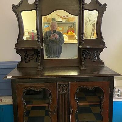 1 unbranded Antique Wood China Cabinet / Buffet, 1800's Some minor damage as shown in photos 