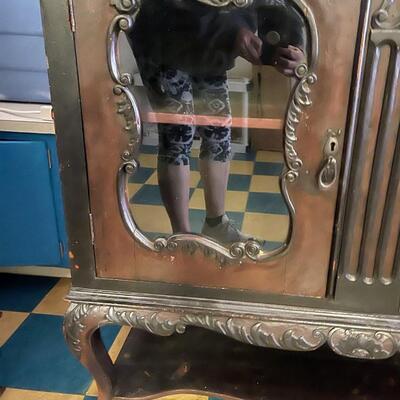 1 unbranded Antique Wood China Cabinet / Buffet, 1800's Some minor damage as shown in photos 