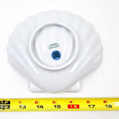 LIMOGES FRANCE FLOWER & BUTTERFLY SEASHELL DISH