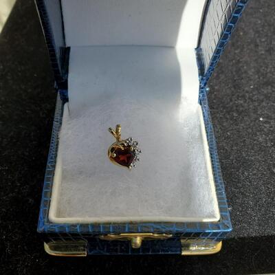 Garnet and Diamond 14K pendant