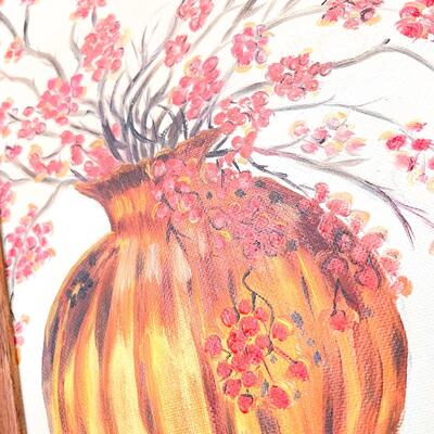 FRAMED PAINTING OF FLOWERING BRANCHES IN VASE