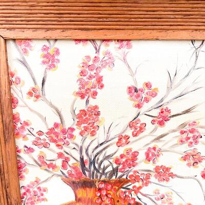 FRAMED PAINTING OF FLOWERING BRANCHES IN VASE