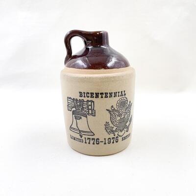 SMALL VINTAGE BICENTENNIAL CROCK JUG - RACCOON MOUNTAIN SORGHUM SYRUP