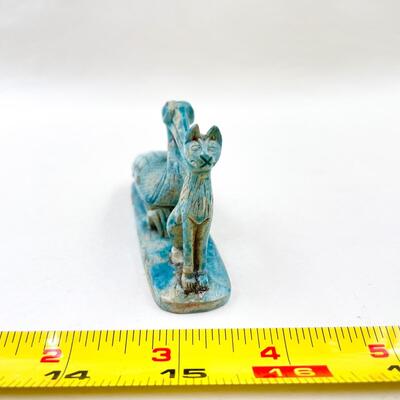 SMALL CAT & HERON BLUE STONE FIGURINE