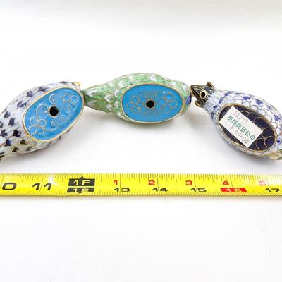 SMALL ASIAN CLOISONNÃ‰ STYLE DUCKS, SET OF 3
