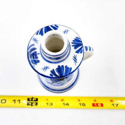 DELFT BLUE WINDMILL HAND-PAINTED CANDLE STICK HOLDER - HOLLAND
