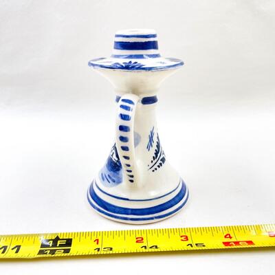 DELFT BLUE WINDMILL HAND-PAINTED CANDLE STICK HOLDER - HOLLAND