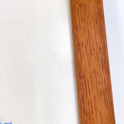 LARGE! CROSS STITCH ART IN CARVED WOODEN FRAME - SIGNED â€œMAKTâ€