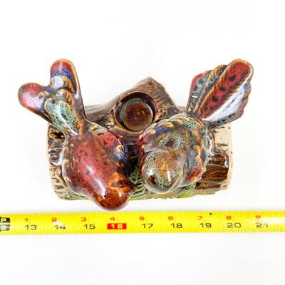 CERAMIC BIRDS ON A LOG FIGURINE - CANDLE HOLDER?