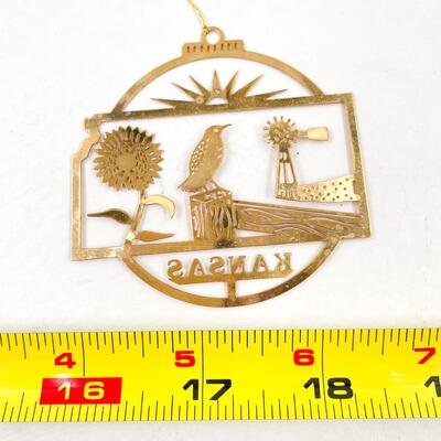 â€œKANSASâ€ GOLD TONED METAL ORNAMENT