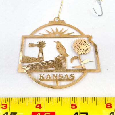 â€œKANSASâ€ GOLD TONED METAL ORNAMENT