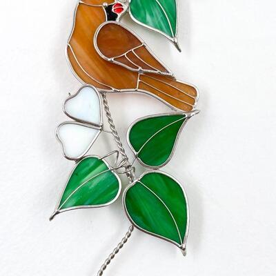 16â€ STAINED GLASS CARDINAL HANGING DECOR