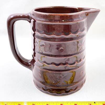 VINTAGE MARCREST STONEWARE BROWN DAISY DOT PITCHER