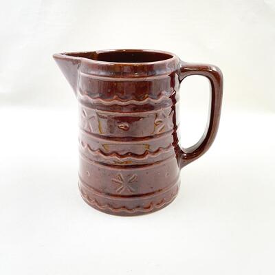 VINTAGE MARCREST STONEWARE BROWN DAISY DOT PITCHER