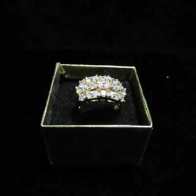 LOT 66  STERLING SILVER LADIES RING WITH RHINESTONES