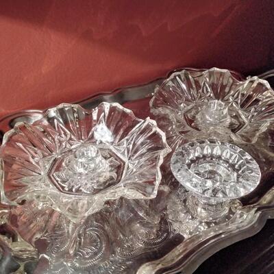 3 Gorgeous Glass candlestick holders