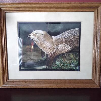 Signed and numbered otter print