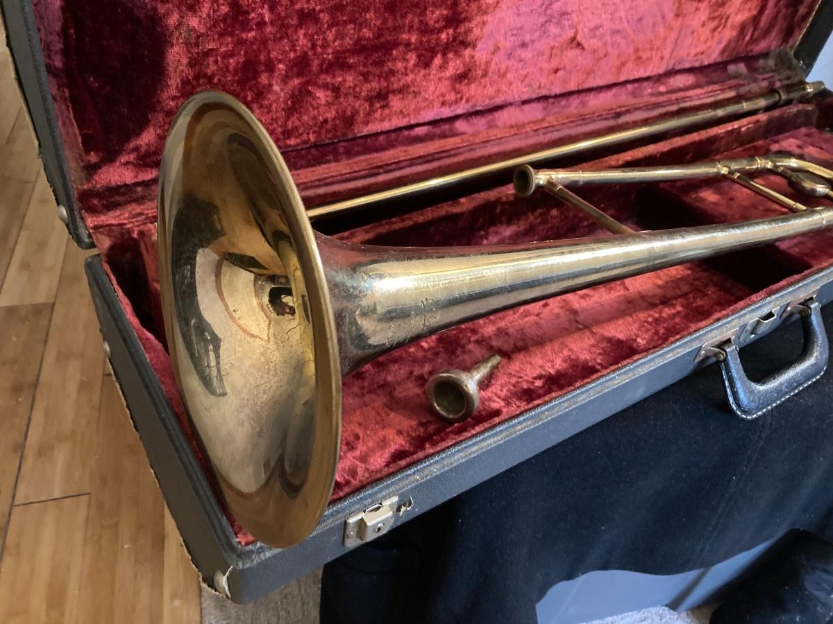 Vintage Lafayette Couesnon Paris Trombone with Case & Mouthpiece Made in  France | EstateSales.org