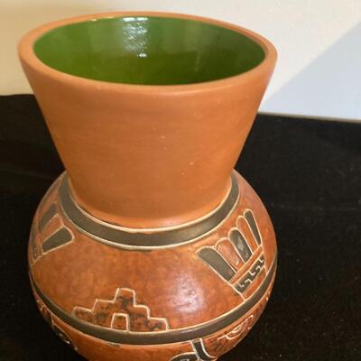 Inca-Style Ceramic Pottery Decorative Vase 8”
