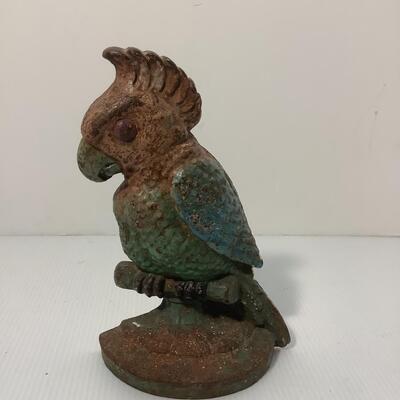 219. Antique Cast Iron Parrot Doorstop by Hurley Co. 1930