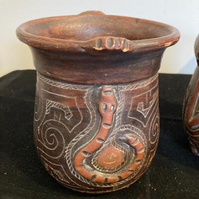Inca-Style Ceramic Pottery Decorative Vases Lot of 3
