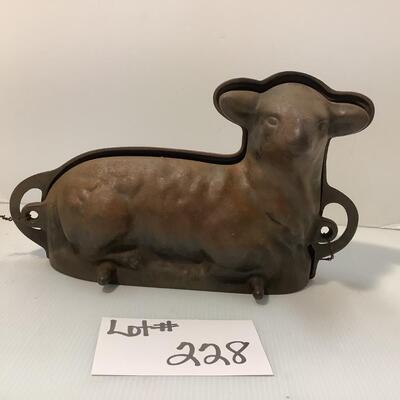 228  Antique Cast Iron Lamb Cake Mold