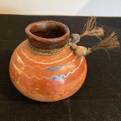 South American Ceramic Pottery Decorative Vase 6â€w x 5â€h
