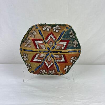 230 Antique Large Indian crafted Beaded Pin Cushion