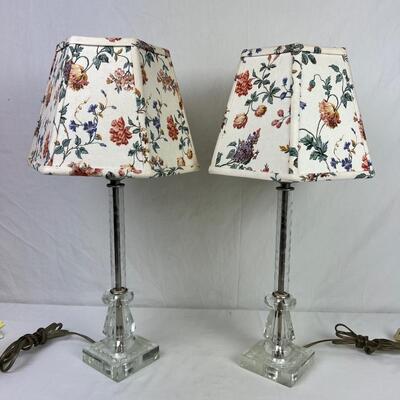 289  Pair Vintage Glass Dress Table Lamps