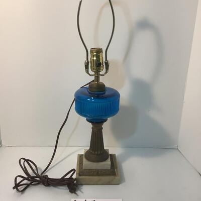 234. Antique Marble Base Oil Lamp Converted to Electric Lamp