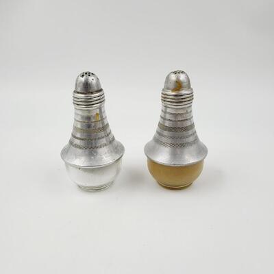 VINTAGE ALUMINUM SALT & PEPPER SHAKERS