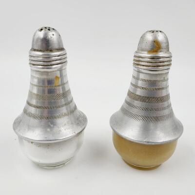 VINTAGE ALUMINUM SALT & PEPPER SHAKERS