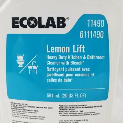 3 Ecolab Lemon Lift Liquid Kitchen Bathroom Cleaner 20 oz. #11490 - New