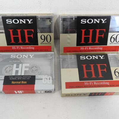 5 Blank SONY Tapes: 60 Minute sound, One 9 minute sound, one VIDEO Hi8 - New