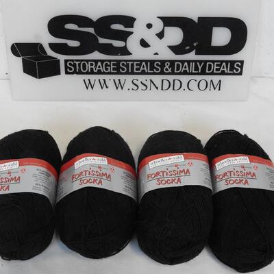 4 Skeins Black Yarn by Schoeller Stahl 100g each - New