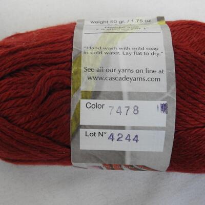 3 Skeins Brick Red #7478 Yarn by Cascade Fine Yarns Pima Tencel 50 gr each - New