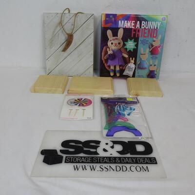 Craft Lot: Make A Bunny Kit, 3pcs Raw Wood, Cupcake Toppers, Tassel Maker