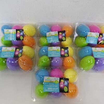 7 Packs LED Light-Up Easter Eggs, Refillable, Each Pack Contains 6, Bold Colors