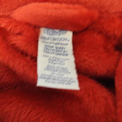 Fruit of the Loom Mens Solid Plush Fleece Robe, Red - New
