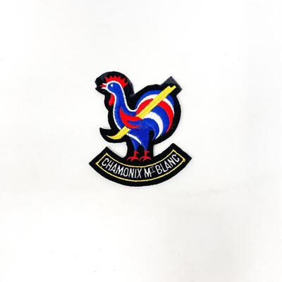 CHAMONIX-MONT-BLANC, FRANCE SKIING ROOSTER SOUVENIR BADGE/PATCH