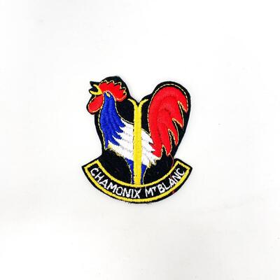 CHAMONIX-MONT-BLANC, FRANCE SKIING ROOSTER SOUVENIR BADGE/PATCH #2