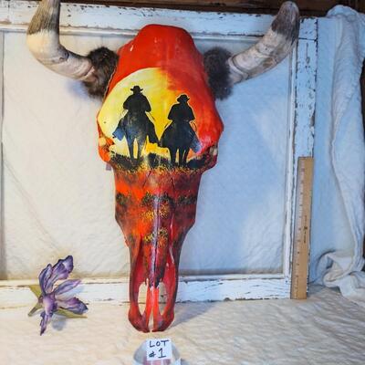 Hand Painted Cow skull