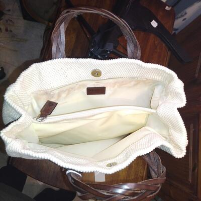 Desmoâ€™s Natural Colored Linen Bag braided leather handle