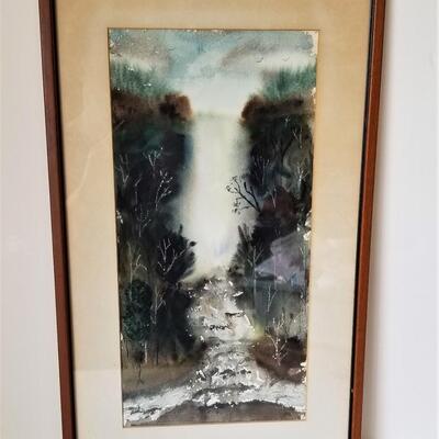 Lot #94  Vintage Original Watercolor - Water fall