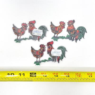 GERMAN ROOSTER & HEN EMBROIDERED PATCHES SET OF 3