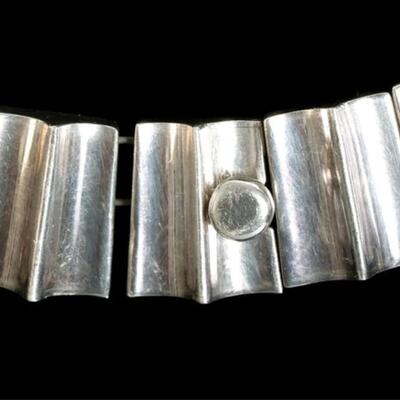 Modernist Taxco 970 Silver Malachite Necklace & Bracelet