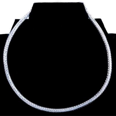 Sterling Silver Collar Necklace w/Pearl Ends