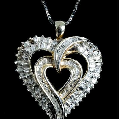 Sterling 0.30ctw Diamond Heart Pendant Necklace