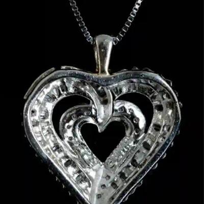 Sterling 0.30ctw Diamond Heart Pendant Necklace